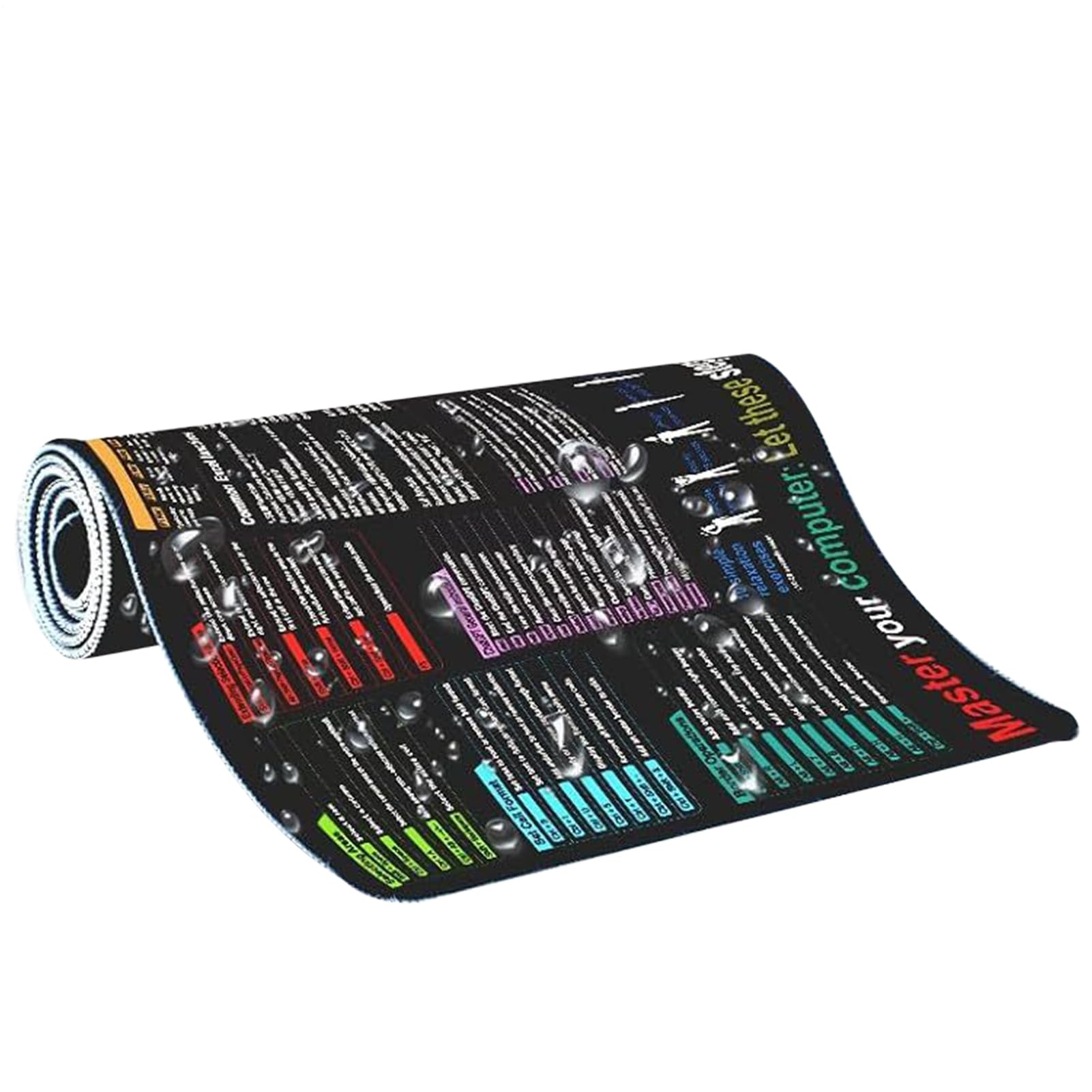 Tapis avec raccourcis clavier PC pour bureau et studio de programmeurs - 8