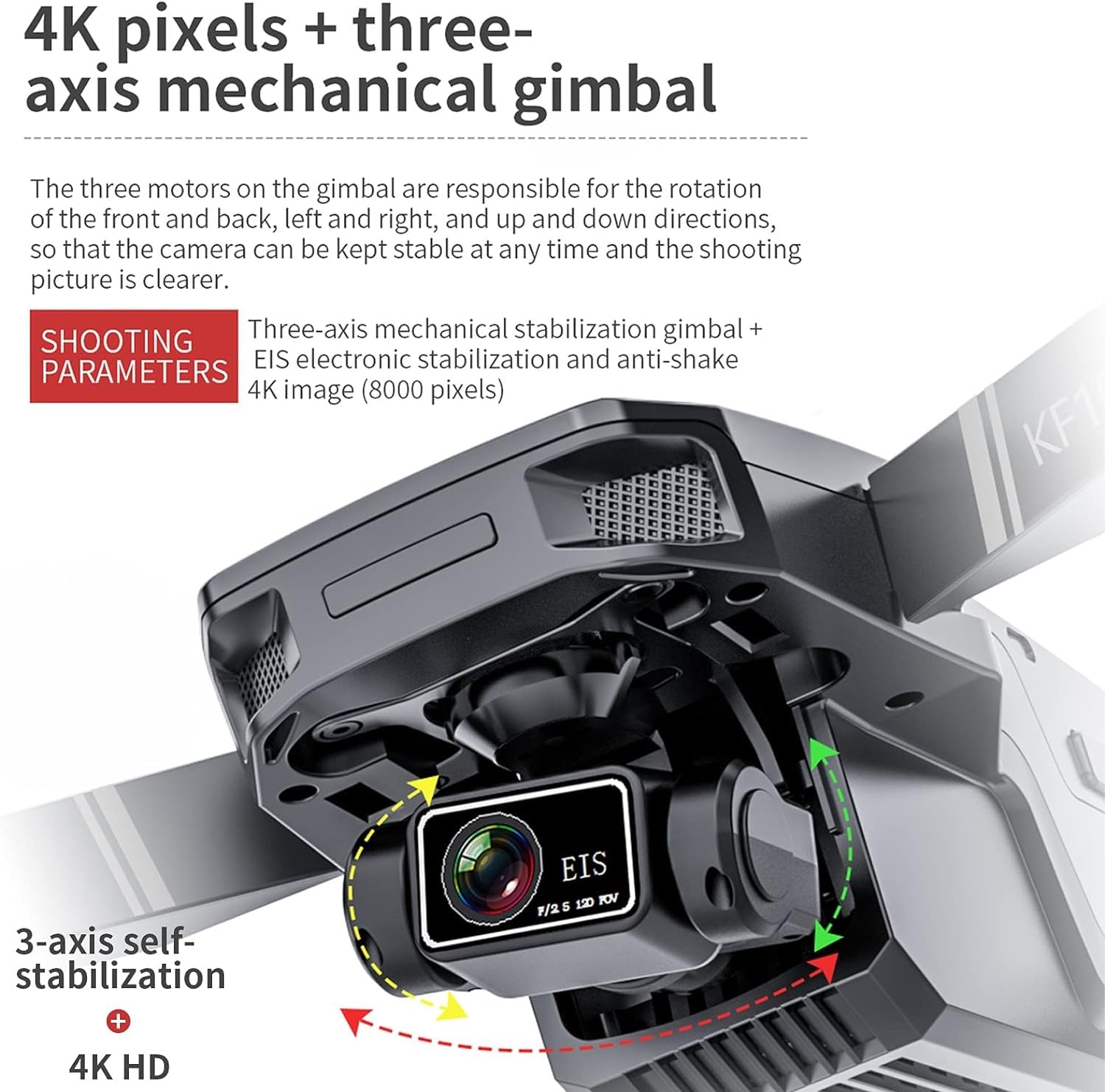 Dron 4K RC z kamerą dla dorosłych RC Dron z kamerą Tryb inteligentnego śledzenia EIS Anti-shake 3-osiowy gimbal Bezszczotkowy silnik 5G Wi-Fi Antena wideo Quadcopter FPV (Size : 2 battery)