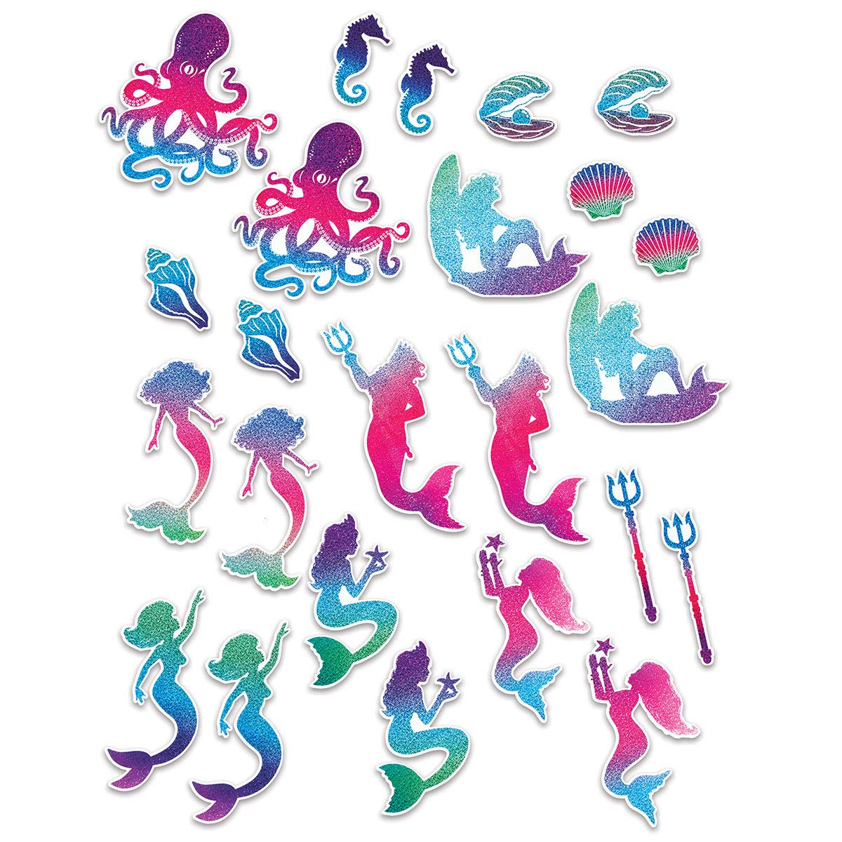 Silhouette sirène en papier multicolore pour décoration de salle thématique