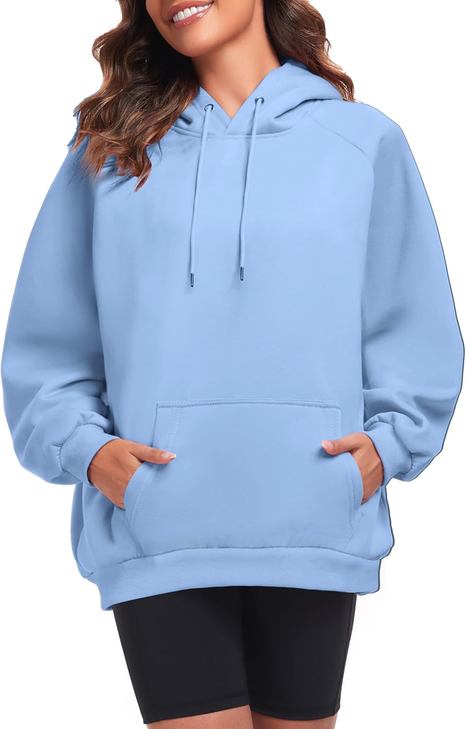 FKEEP Oversize Hoodies Women Fleece Crewneck Sweatshirt Casual Long Sleeve Pullover Tops with Pockets - Image 3