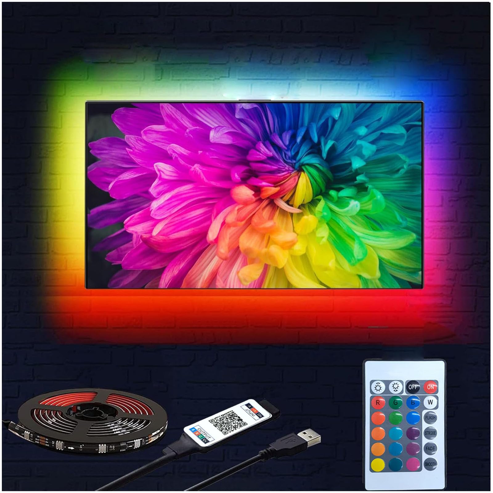 LED Lights for TV Led Backlight, Smareal 32.8ft Lights for TV Behind, USB Led Light Strip for 40-100in TV with Remote for Bedroom, Gaming, Monitor, Desk