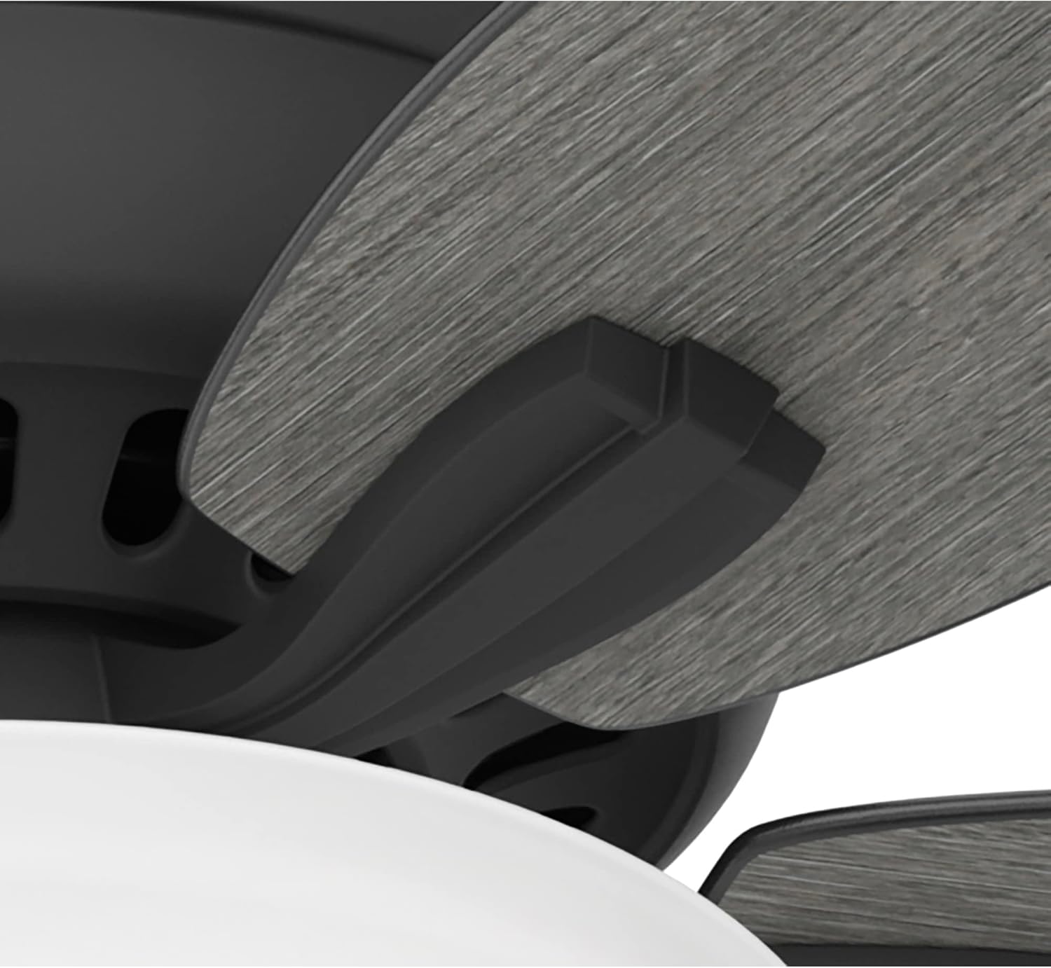 Close-up of the fan blade attachment to the motor housing