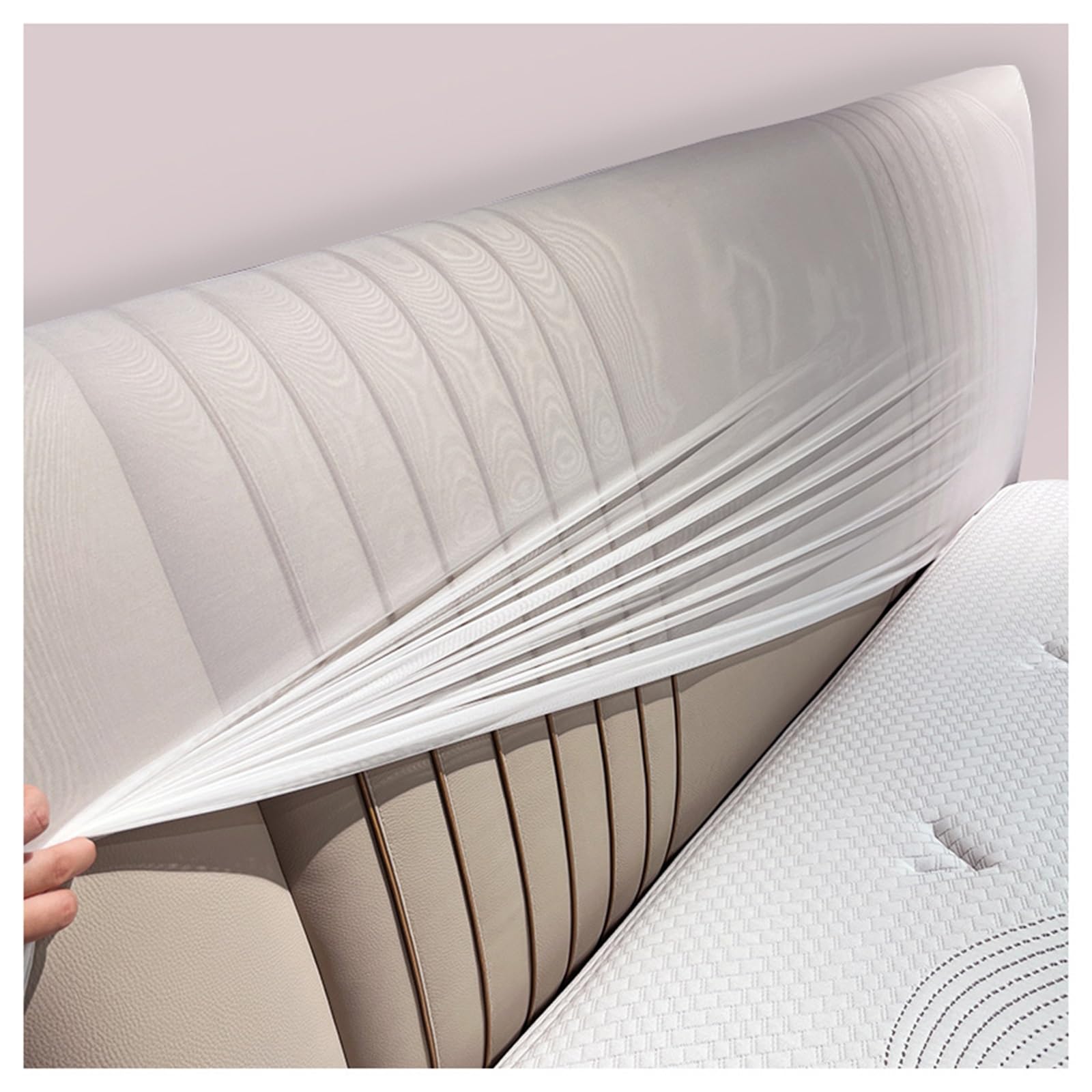 YUEZHONG Funda Elástica For Cabecera De Cama, Malla Transparente, Antipolvo, Lavable A Máquina, Fácil De Instalar.(150cm/59.1in)