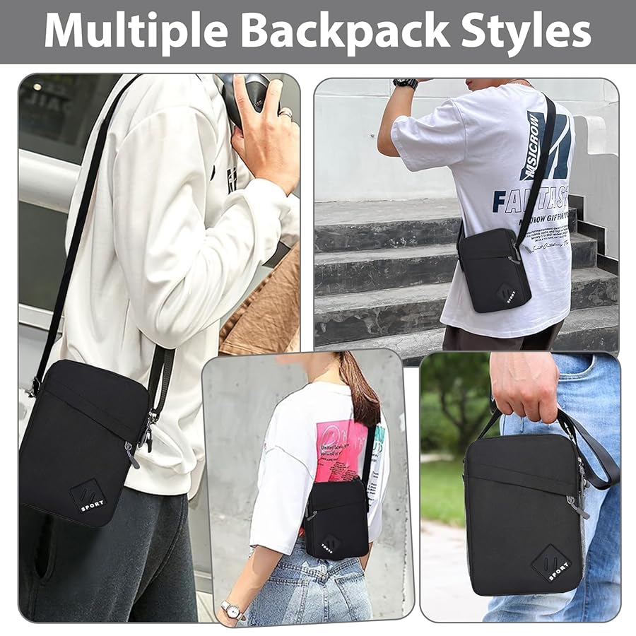 Borsello Tracolla Esshogo - Unisex - Nylon Resistente All'Acqua - Tracolla Regolabile - Per Viaggio E Sport - Foto 9