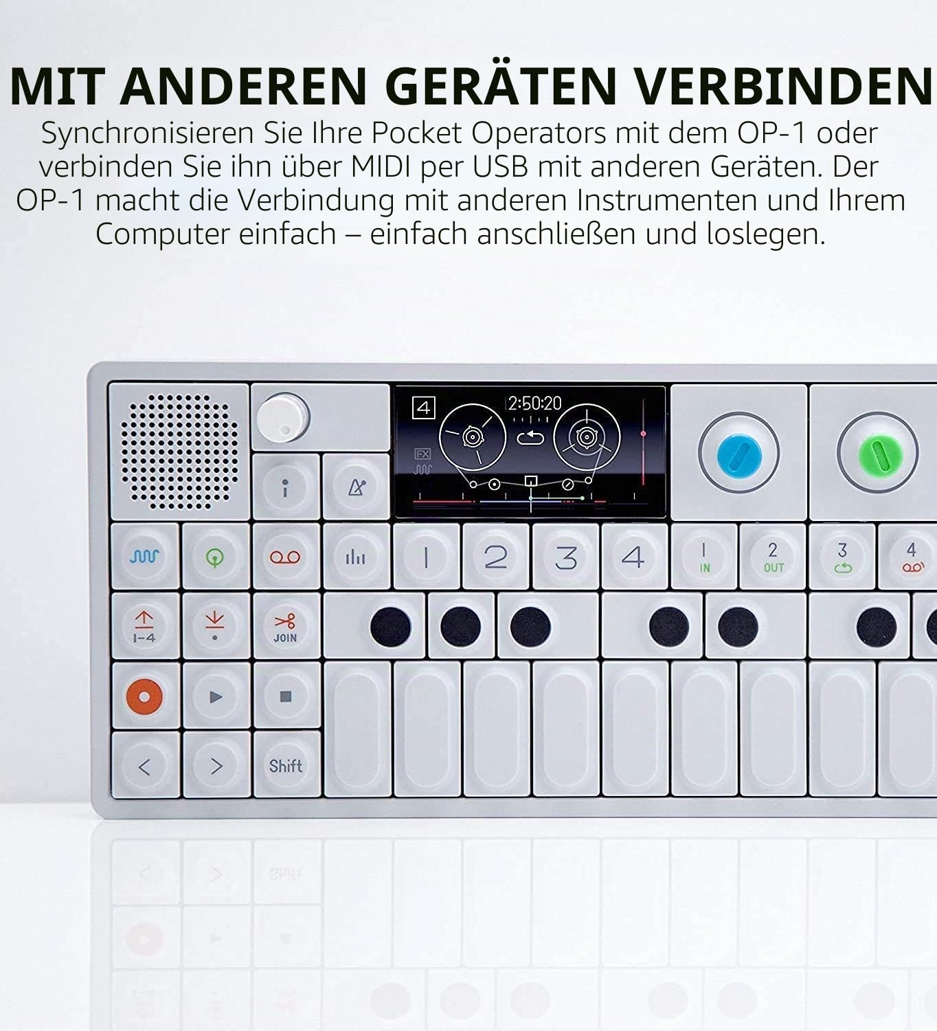 Teenage Engineering OP-1 tragbarer Synthesizer, Sampler und Controller mit eingebautem FM-Radio