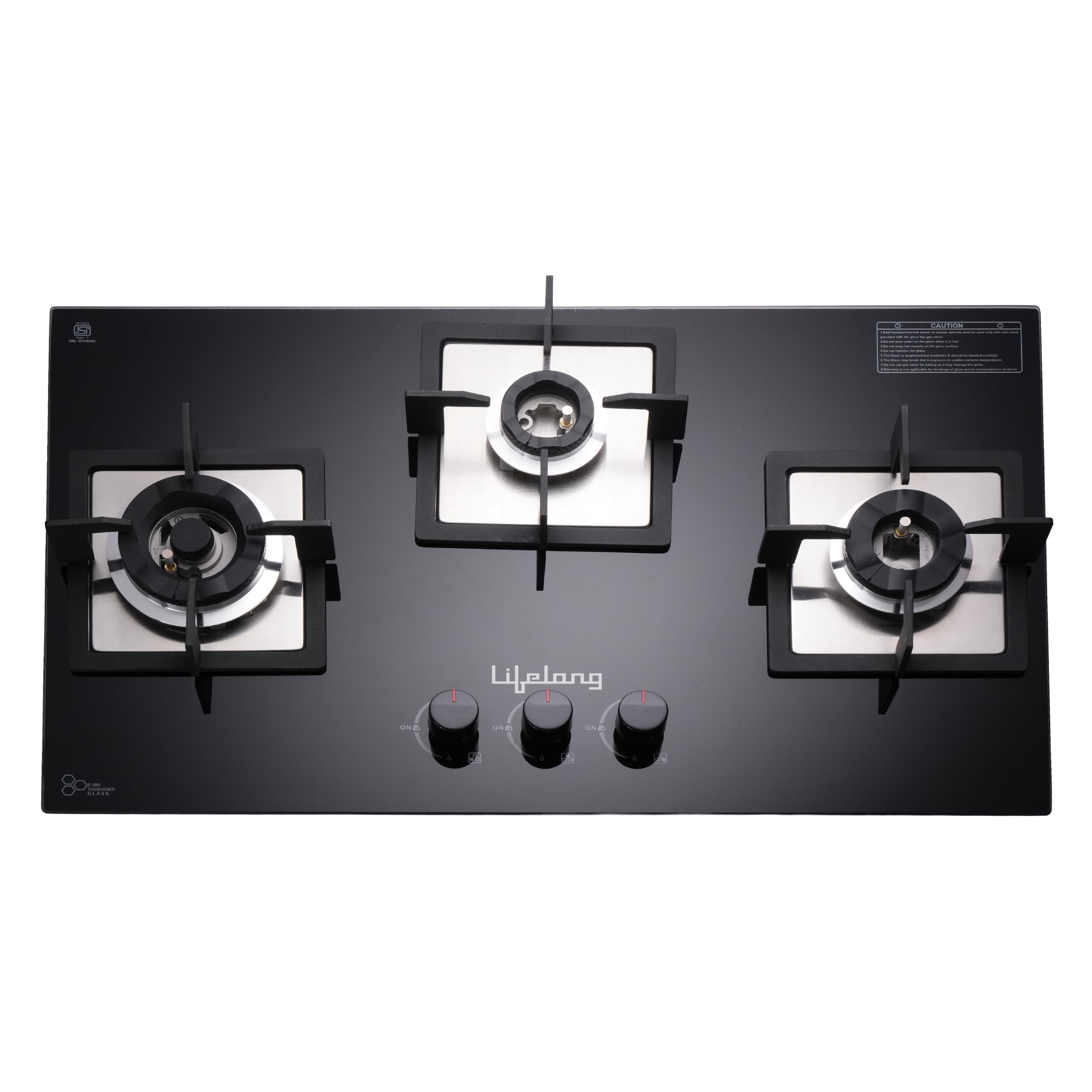 Lifelong 3 Burner Built-In Hob | 8mm Thick Toughened Glass | Highly Efficient Auto Ignition Tabletop Gas Stove & Wok Burner | 360° Multidirectional Gas Inlet | Spill-Proof & Easy Clean Surface (Black)-image-32