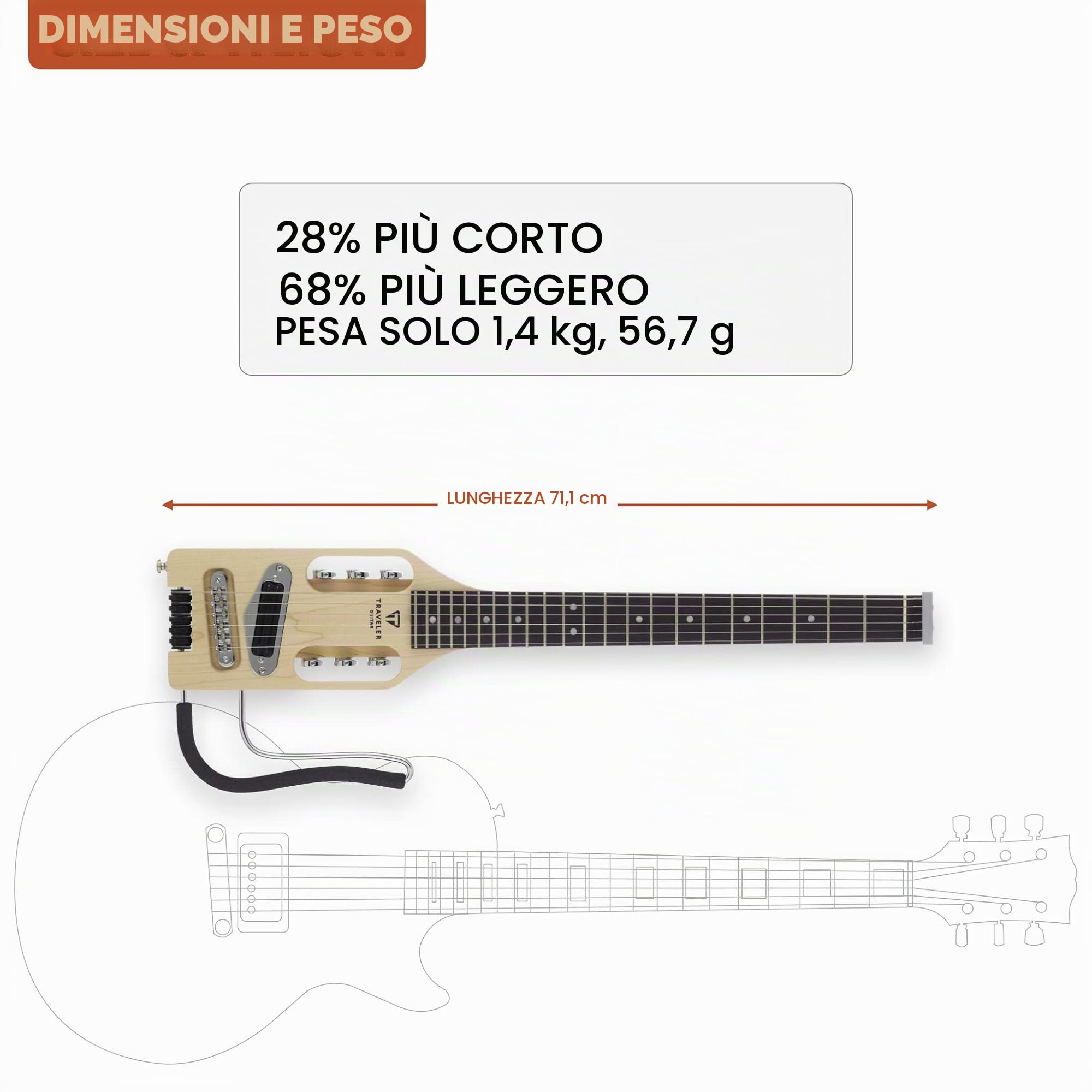 Chitarra elettrica Traveler Guitar Ultra-Light, acero (ULE MPS)