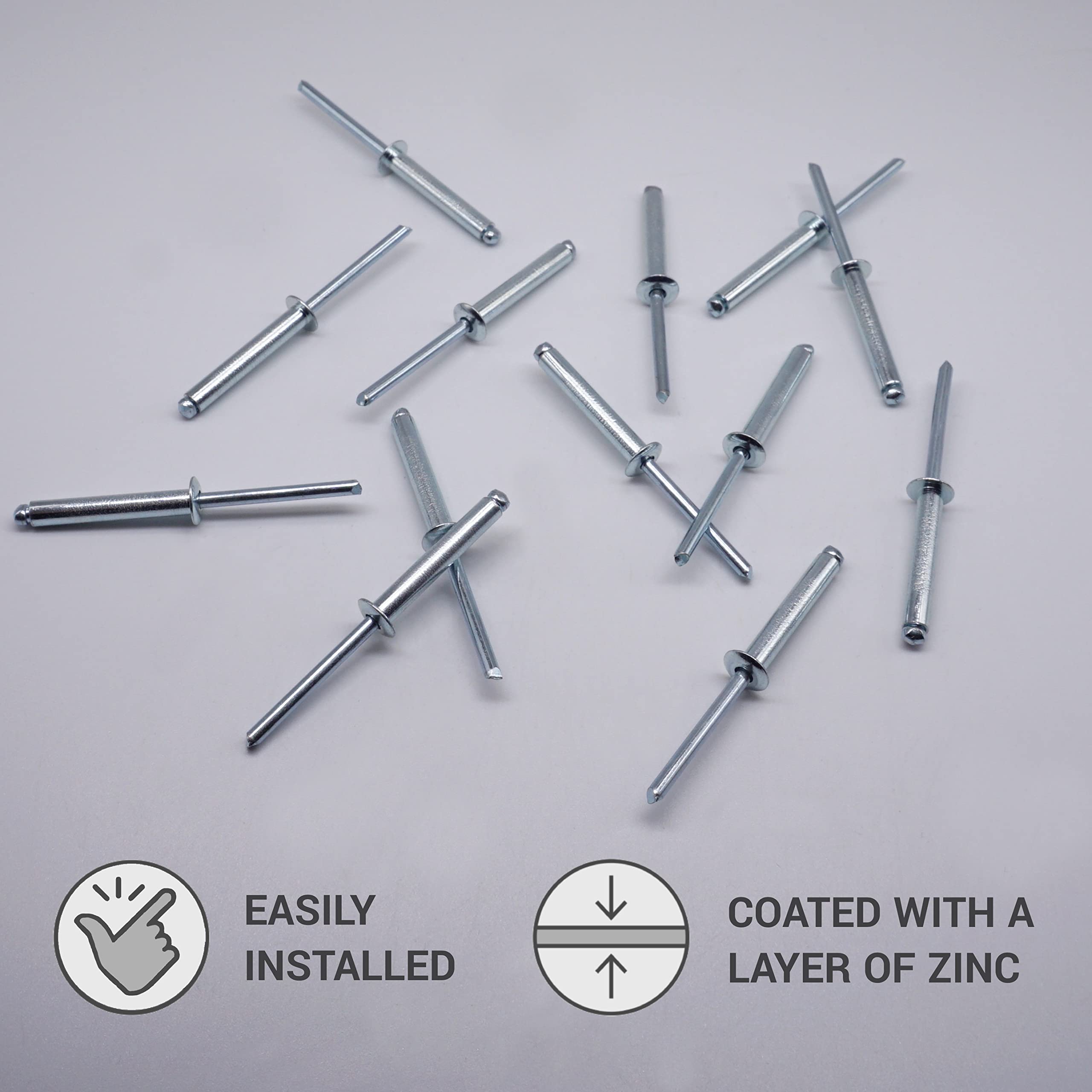 (Pack of 250 pcs) Blind Rivets 5.0 x 30 mm, Open Dome Head, Pop Rivets, DIN 7337, Steel Rivet and Steel Mandrel (250, 5.0 x 30 mm) - Image 2