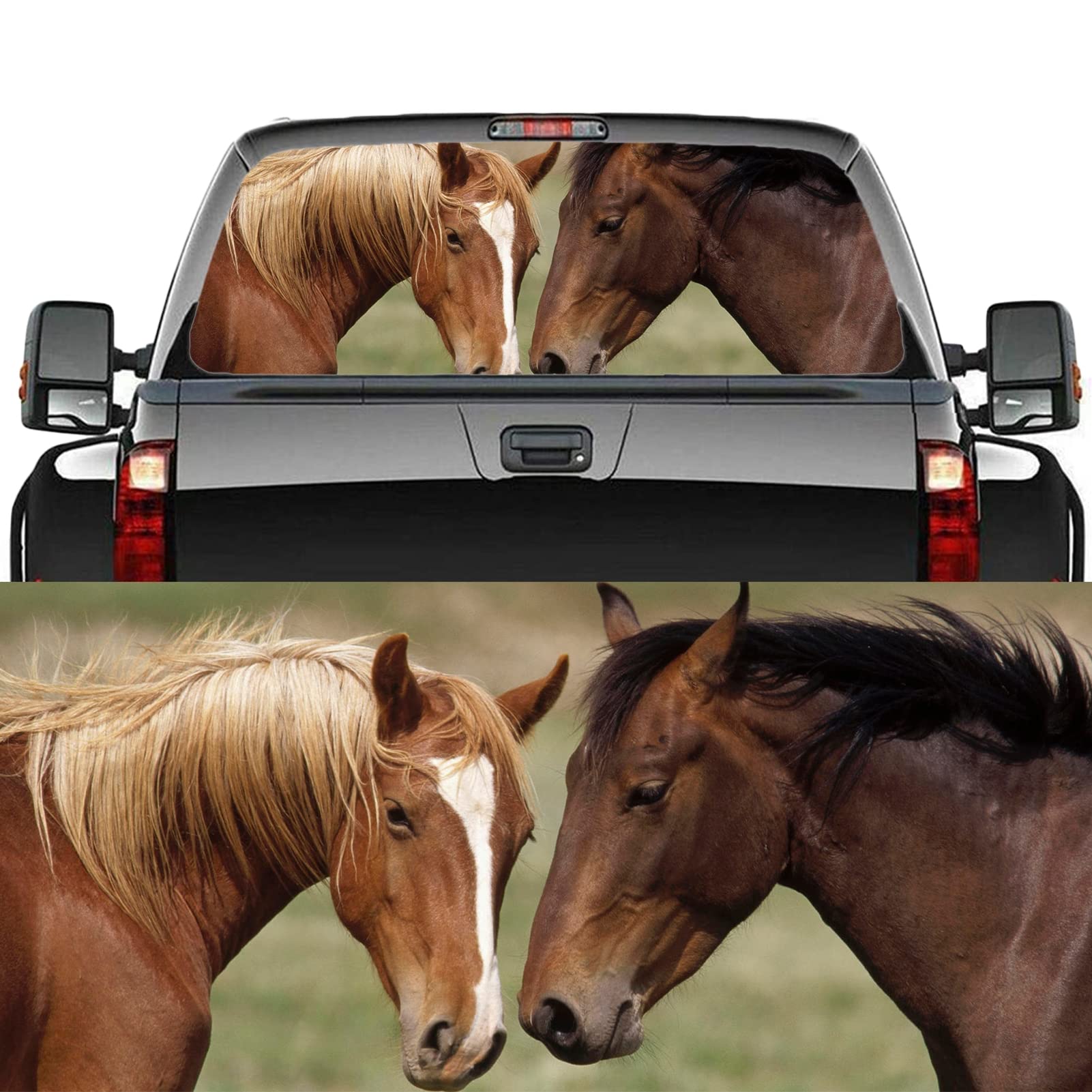 WOKEZ Adesivo del finestrino Posteriore, Adesivo Posteriore Adesivo per Cavallo Decal Grafico Perforato Vedi Attraverso Universal per i camioncini SUV,165x56cm