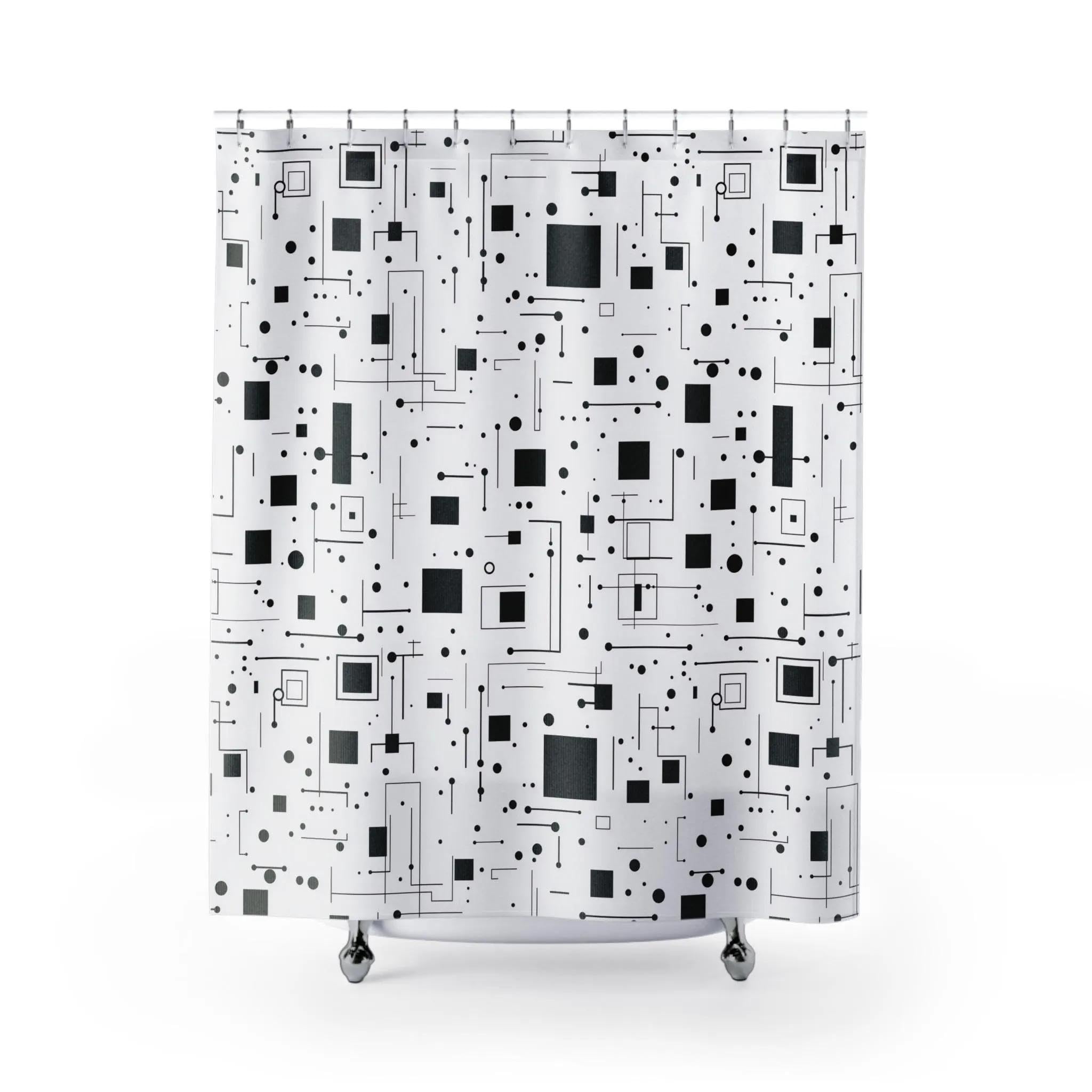 Rideau de douche géométrique moderne du milieu du siècle en polyester 140x180cm