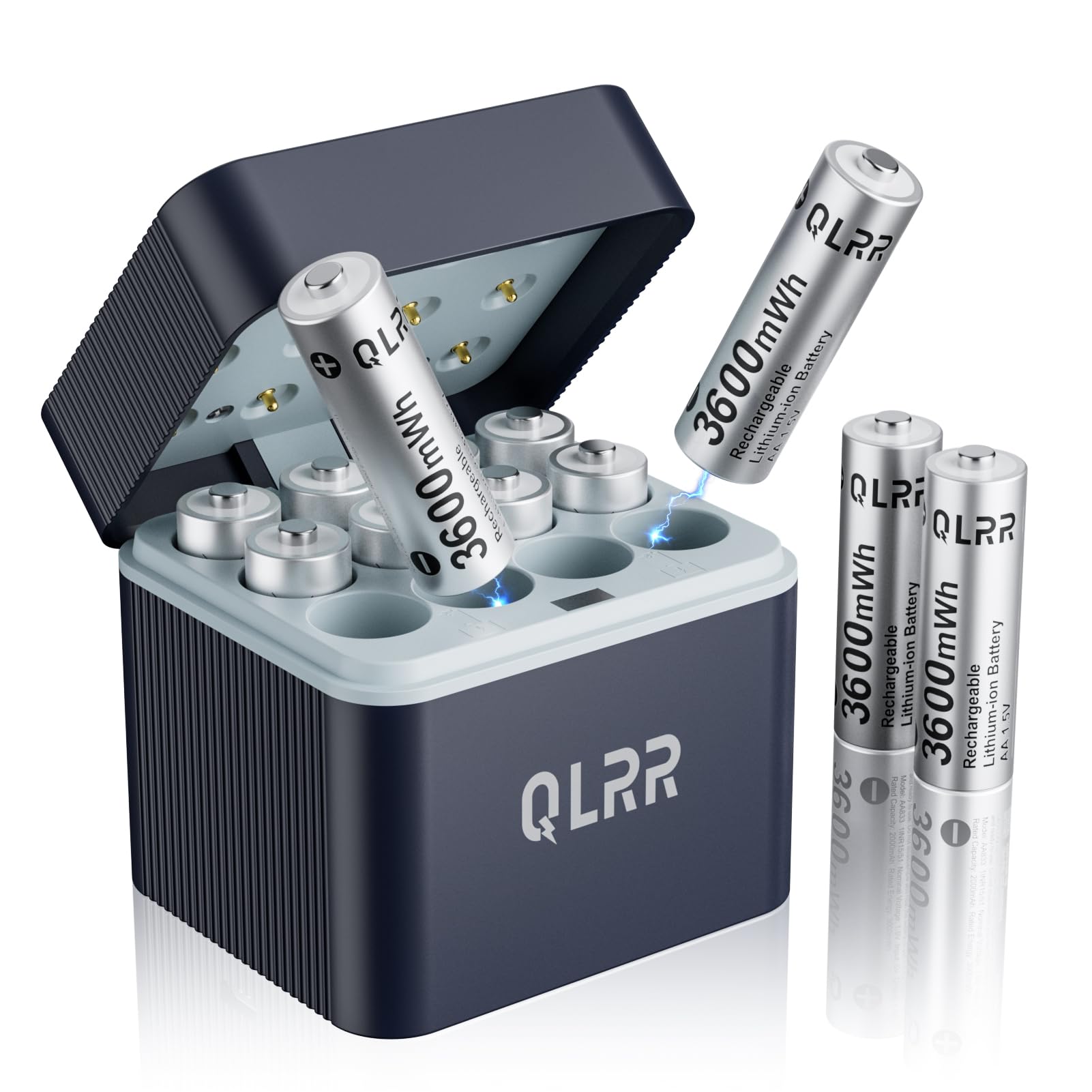 Akku AA Wiederaufladbar 12er Pack mit Ladegerät, 1,5V, 3600mWh