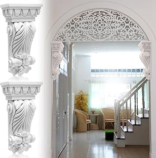 Weysat 2 Pcs Corbels for Doorway Decorative Corbel Shelf Bracket Countertops Fireplace Carved Applique Accent Bracket Fireplace Mantel Support Porches Decorative Trim 2.7" D x 5. 1" W x 10" H