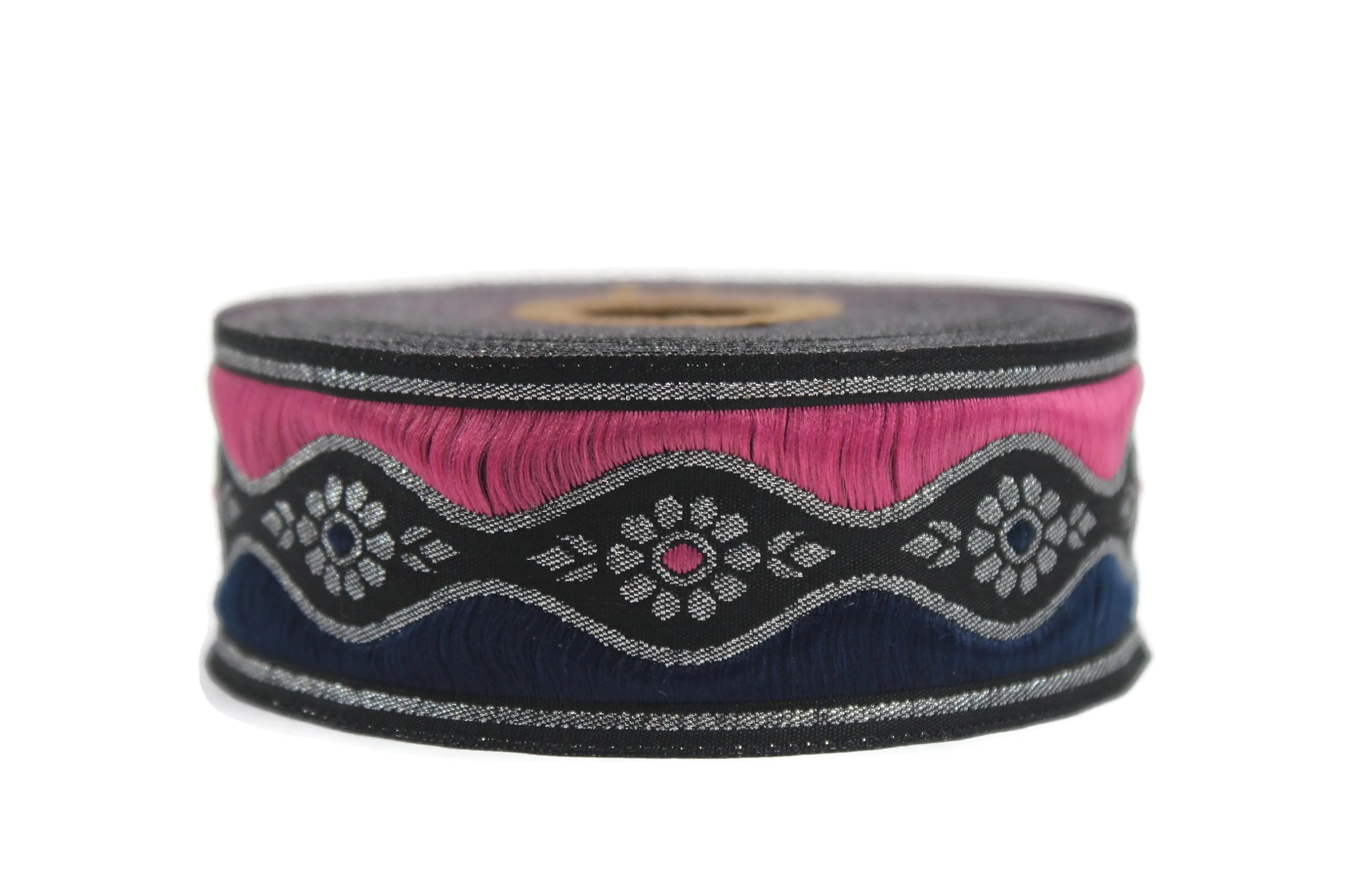 Ruban jacquard de style rose 35mm mercerie créative pour customiser vos vêtements 10m