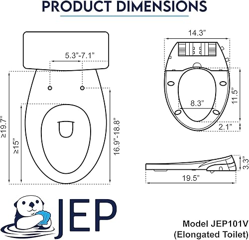 Miniatura 6 de JEP Asiento de inodoro manual con doble boquilla para inodoros alargados con asiento y funda de cierre suave  Asiento de bidé para limpieza trasera