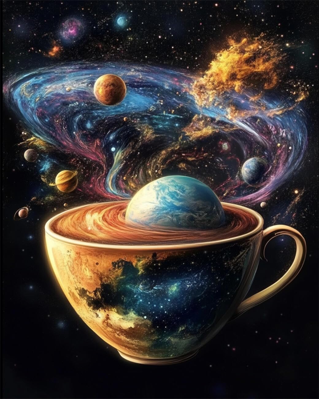 RKFLGEW DIY Seed Bead Embroidery Kits Fantasy Planet 30x40cm