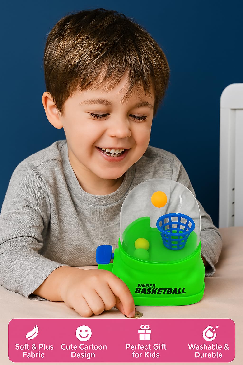 Fun4you Mini Game For Kids | Toddler Basketball Toy Game For Indoor & Outdoor Active Play Skill Development | Safe, Durable Green Basketball (Pack Of 1) 1