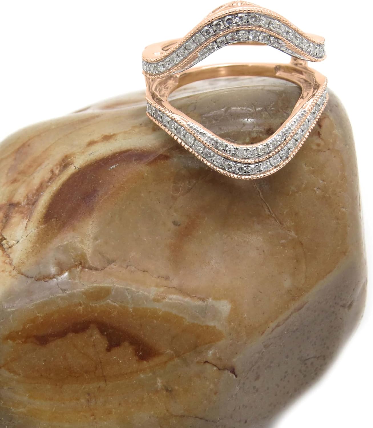 Dazzlingrock Collection Round White Natural Diamond Enhancer Contour Guard Ring for Women (0.43 Ctw) in 14K Real Solid Gold