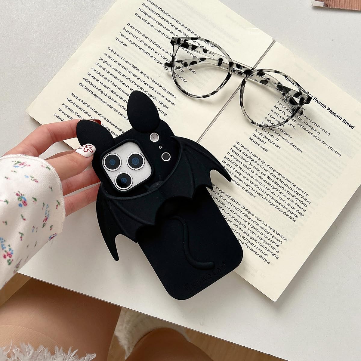 Soft Silicone Case Compatible with iPhone 17 Pro Max,Cute 3D Cartoon Bat Black Funny Kawaii Phone Cases Women Girls Shockproof Cover image 3
