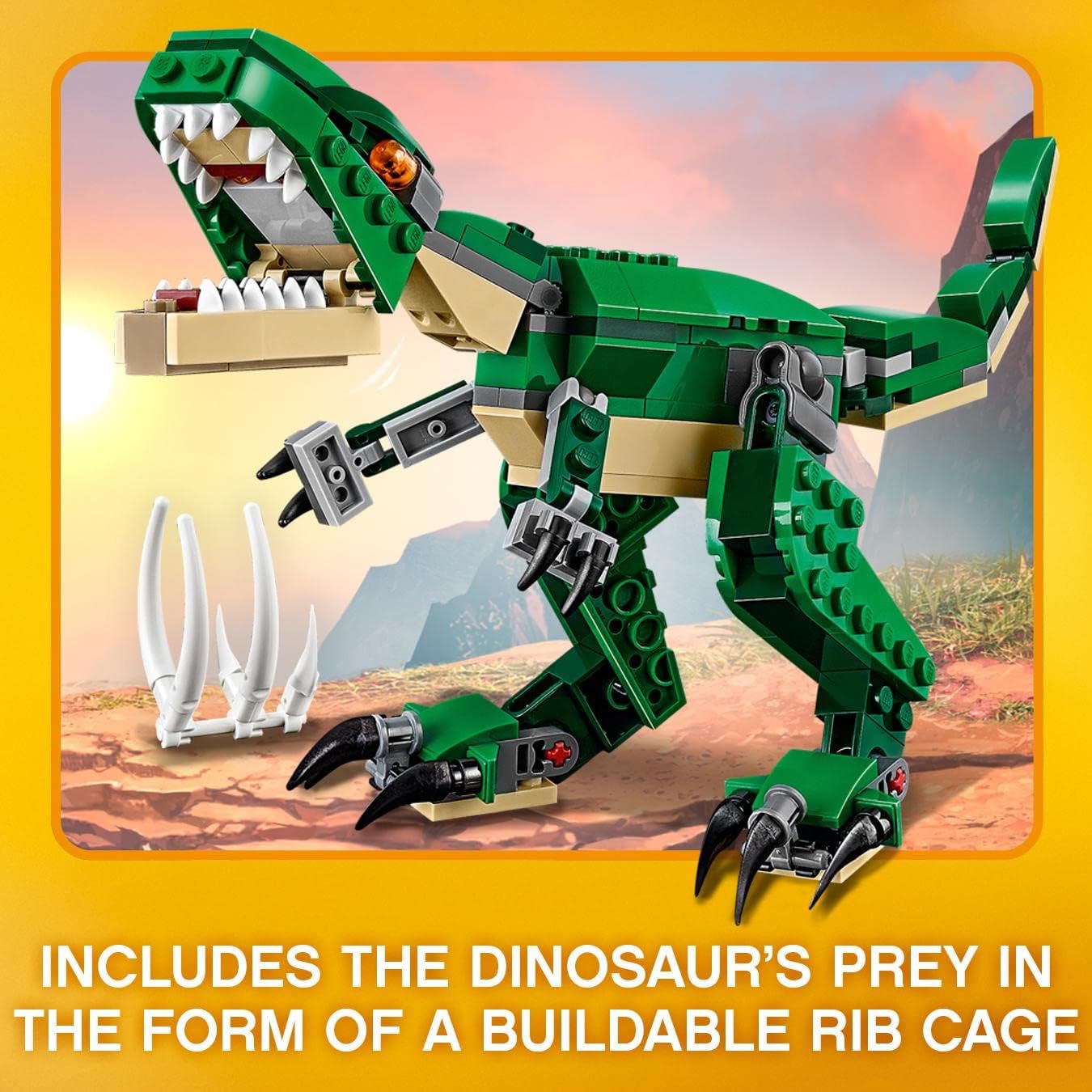 Lego 31058 Creator Mighty Dinosaurs Toy, 3 in 1 Model, Triceratops and Pterodactyl Dinosaur Figures, Modular Building System