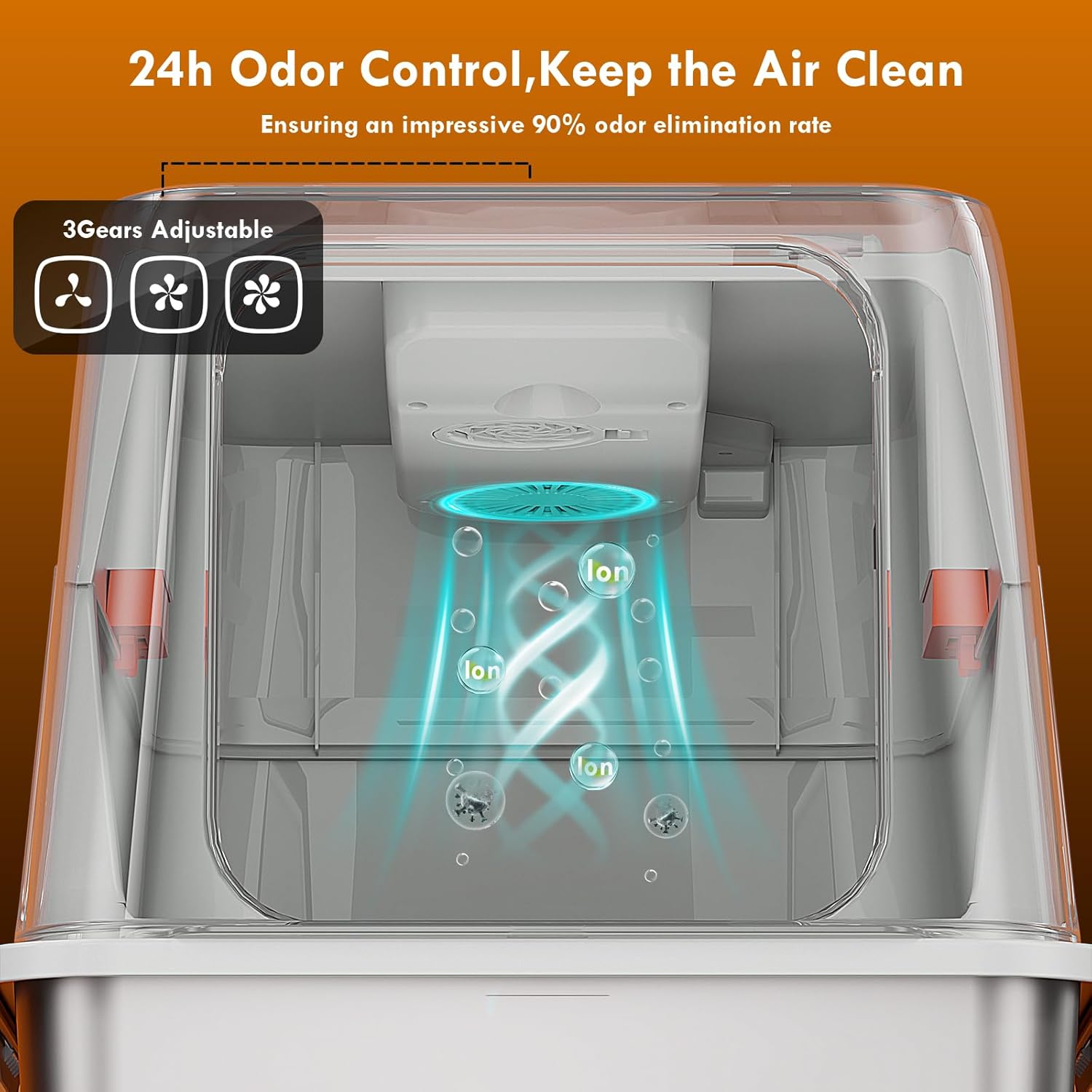 Smart 3-Speed Deodorization XXL Stainless Steel Cat Litter Box - Infrared Sensor, Extra Large Odor Control Litter Box for Large Cats & Multi-Cat Households 135° Flip-Top Metal Cat Litter Box - Grey