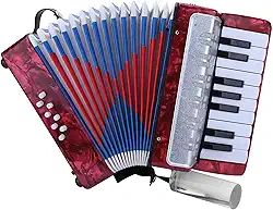 Acordeão de piano baixo, 17 teclas, 8, instrumento musical para iniciantes e estudantes (vermelho)