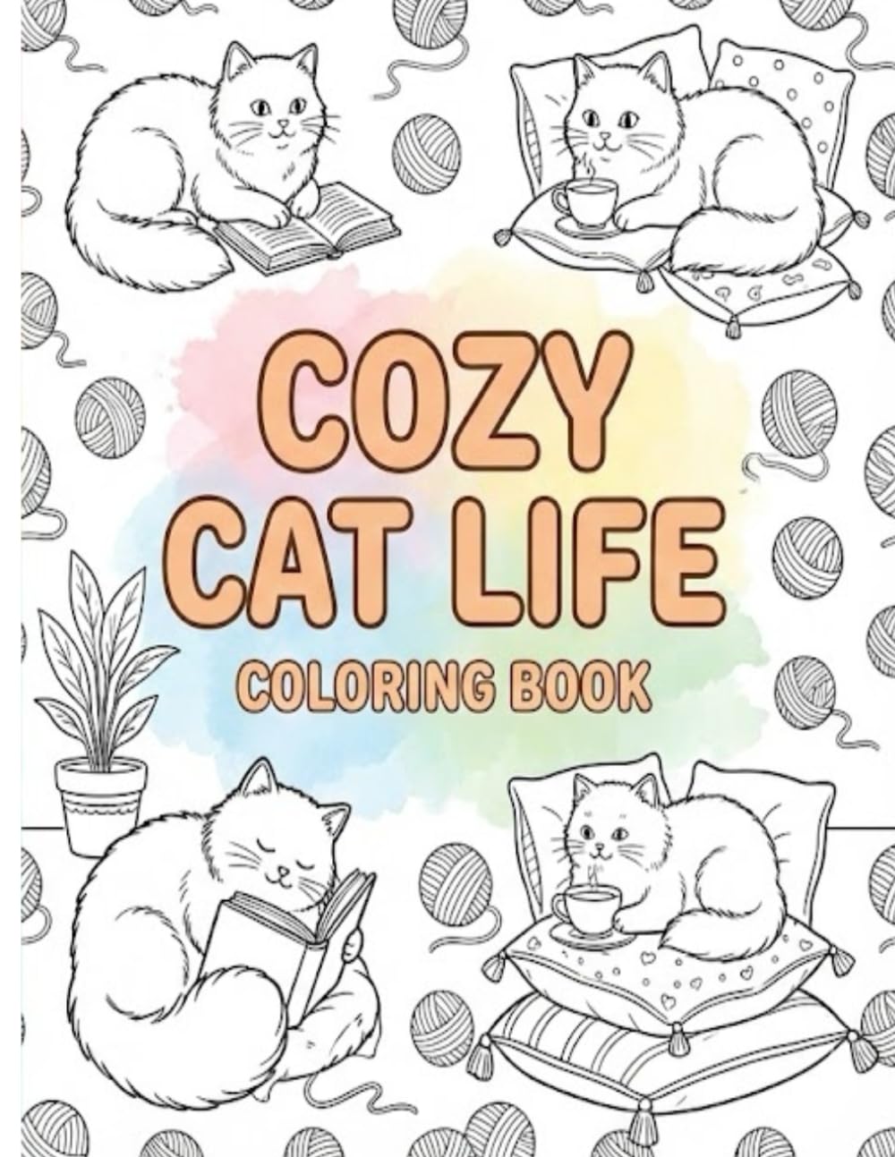 Cozy Cat Life Coloring Book: Relaxing and Adorable Cat Scenes for Stress Relief Coloring