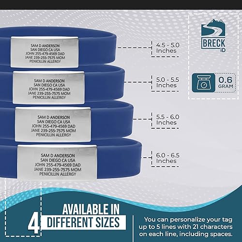 Miniatura 3 de Sprint - Pulsera de alerta médica para hombres y mujeres, pulsera de silicona elástica y elegante para identificación médica de emergencia,