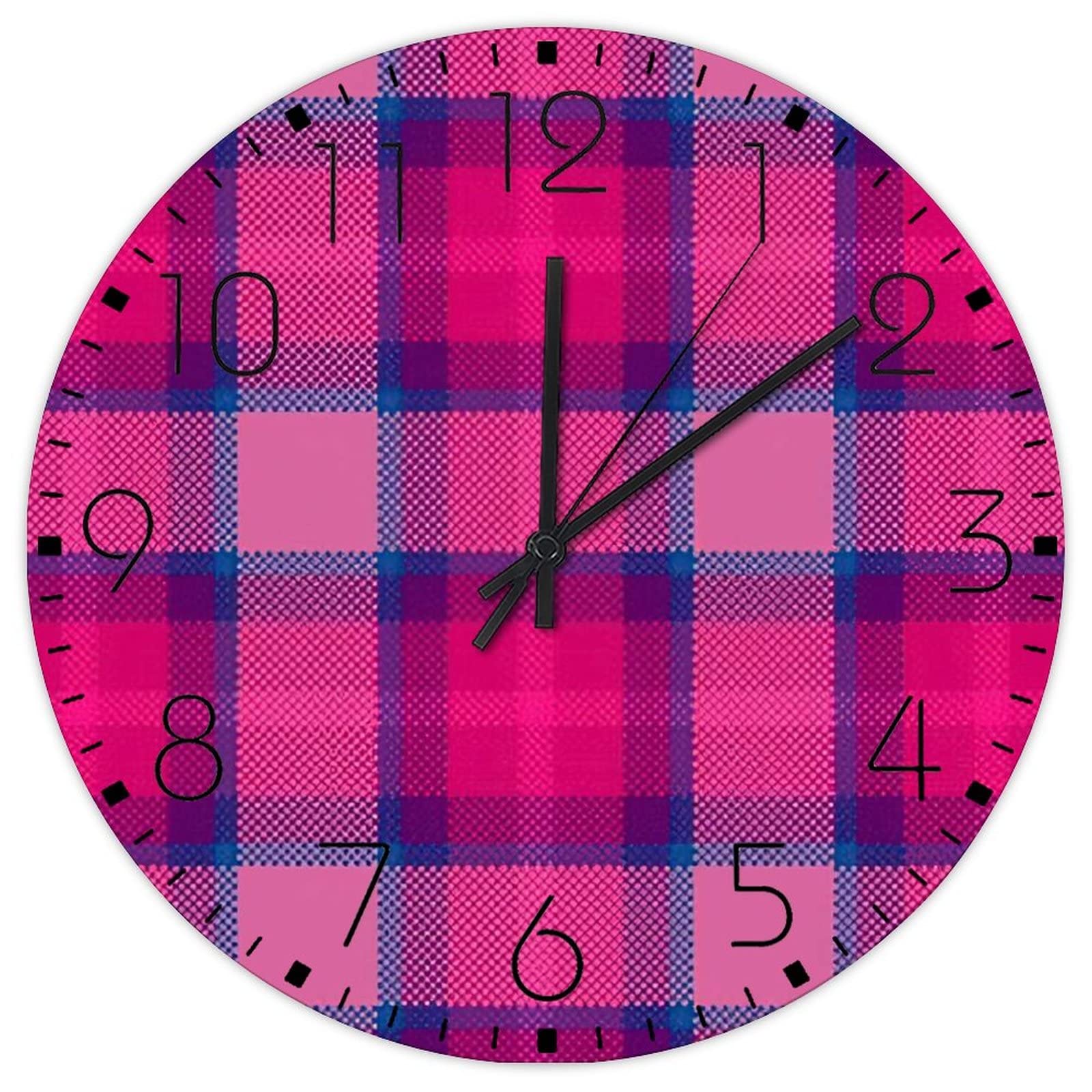 Horloge murale silencieuse sans tic-tac rose, mouvement à quartz fluide