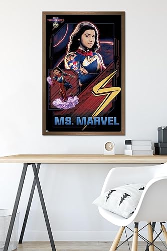 Miniatura 6 de Trends International Marvel The Marvels - Póster de pared de Ms. Marvel, 22.37 x 34.00 pulgadas, versión enmarcada en bronce