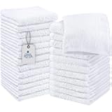 100% Cotton Wash Cloths 24 Pack [12x12] Soft & Absorbent wash Clothes, Gym, Hotels & Spa Perfect for Everyday Use Fingertip Towels, White