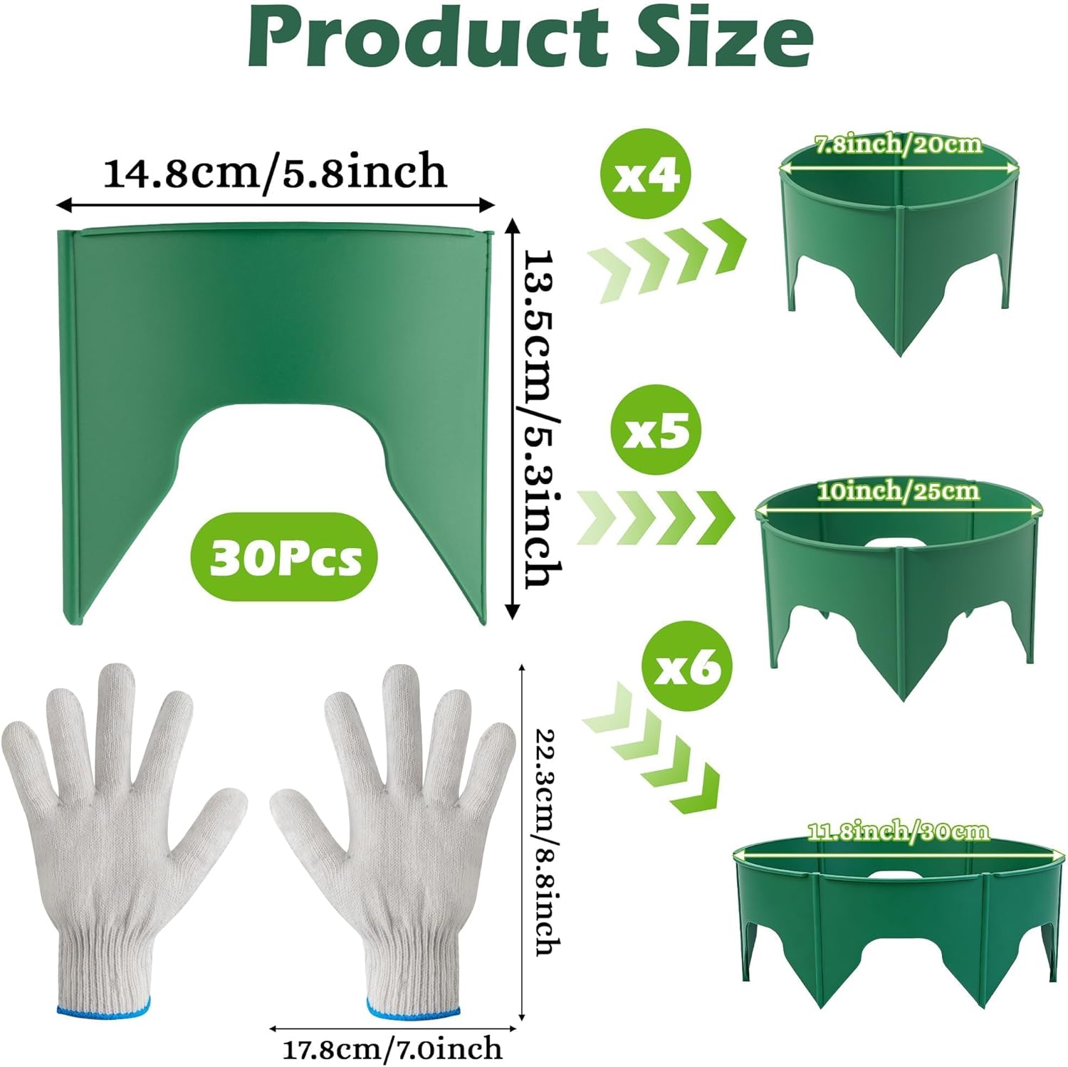 30pcs Planting Grow Rings, Round Edging Spliceable Protective Pest-Planting Rings for Vegetable Herb Flower, Circular Landscape Adjustable Plant Support Circle Protector for Watering