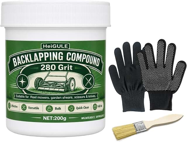 Water-soluble 280-grit reel mower sharpening compound