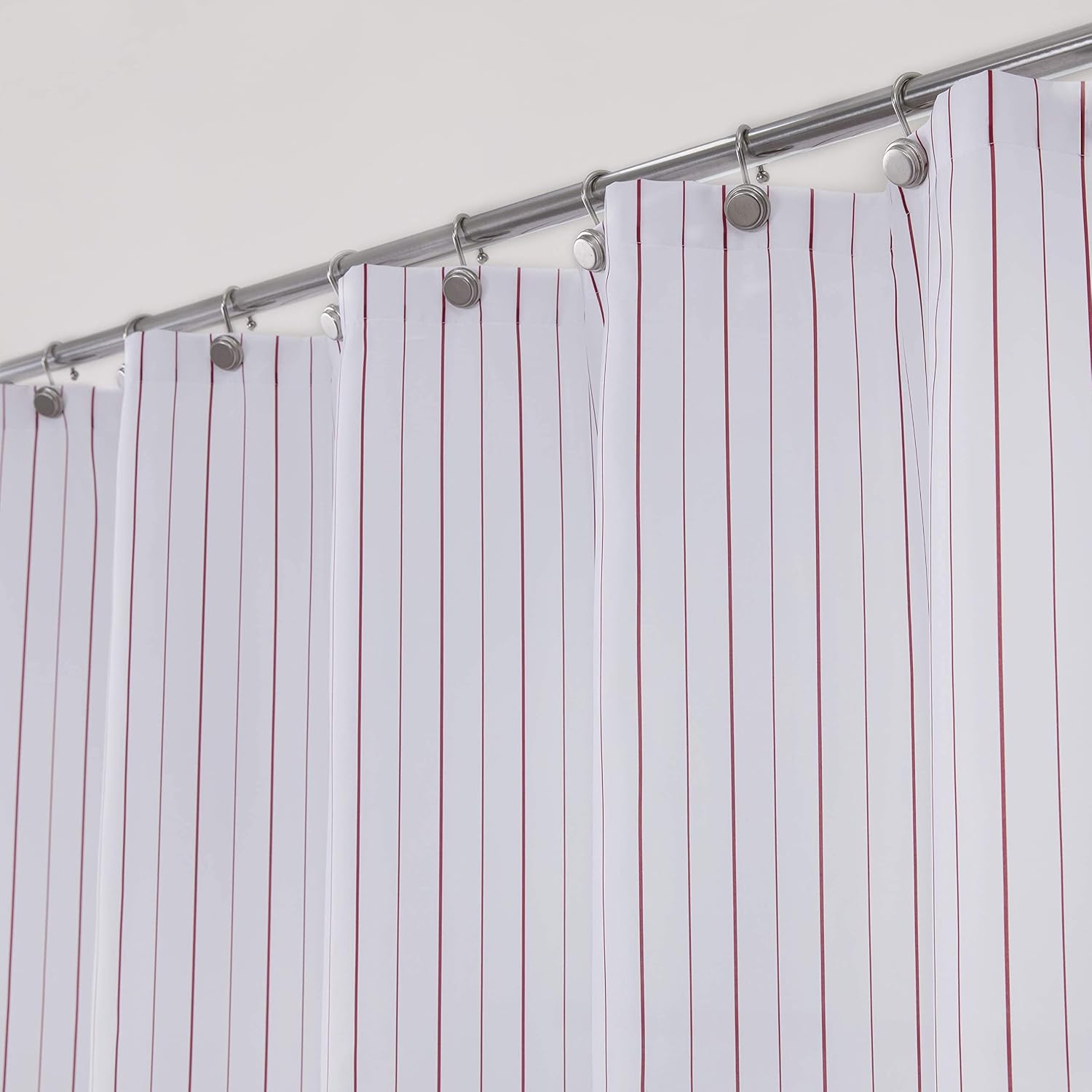Central Park Red White Stripe Shower Curtain Waterproof Fabric Liner for Modern Bathroom Machine Washable Spa Hotel Contemporay Shower Curtain with Buttonholes, 70"x84"