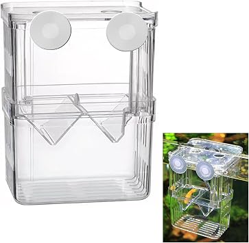 Aquarium Fish Breeding Box Transparent Plastic Breeder Box for Fish Tank Fry Hatchery Incubator Hatching Box for Guppy Tropical Fish Floating with Suction Cups 7 * 8 * 11CM
