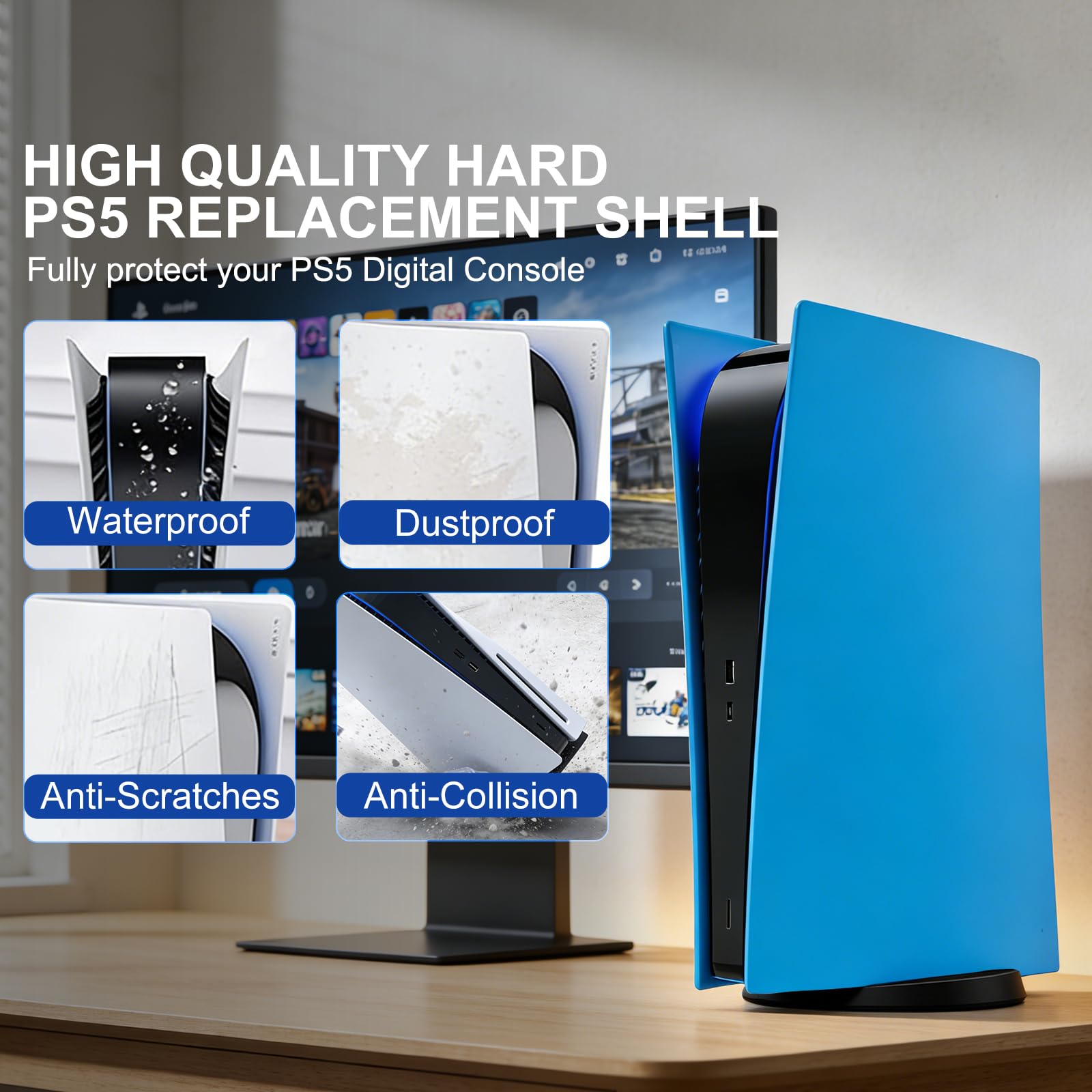 arVin Piastra di ricambio laterale per PS5, copertura di ricambio per console PS5 versione Digatal, accessori antipolvere per console PS5, custodia in ABS (blu stella, versione digitale)