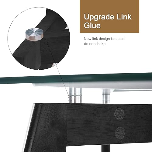 Miniatura 6 de ivinta Mesa de comedor redonda de vidrio para 2-4 personas, mesa de cocina moderna circular de 31.5 pulgadas con patas de madera para comedor, sala