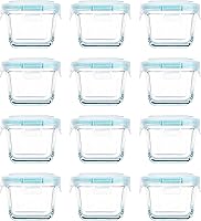 Vista 1 de Mini Glass Food Storage Containers - 12 Pack 5.4 oz Small Glass Jars with Locking Lids - Square Food Containers - Microwave Dishwasher Safe