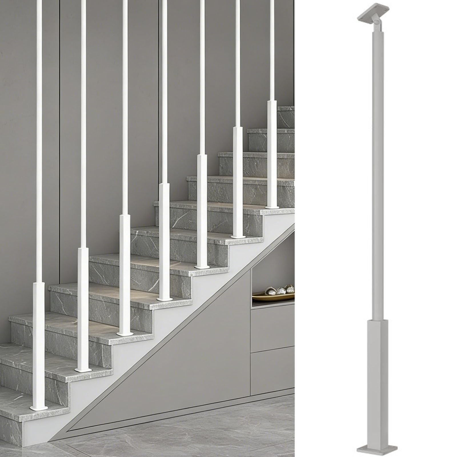 Balustres d'escalier réglables en fer carré et rond pour garde-corps de loft