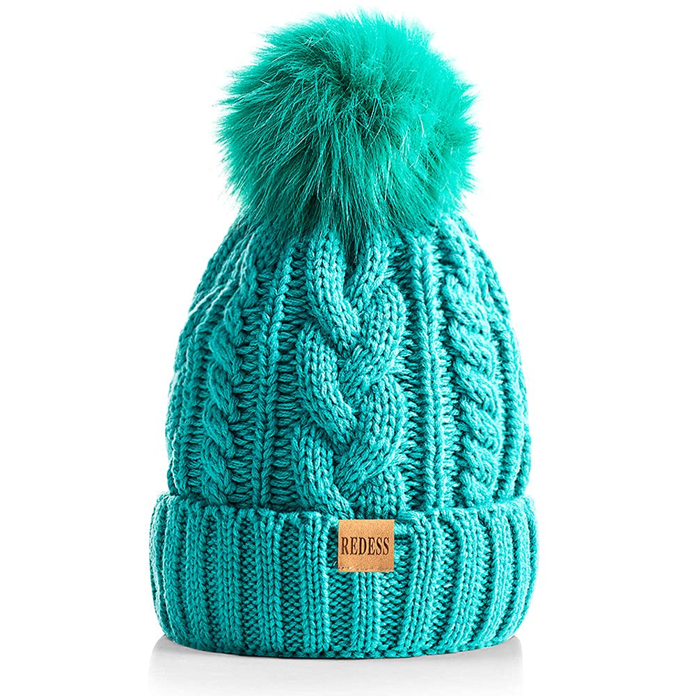 REDESS Cappello Invernale da Donna con Pom Pom Beanie Caldo Foderato in Pile Spesso Slouchy Snow Knit Chunky Baggy Skull Berretto da Sci