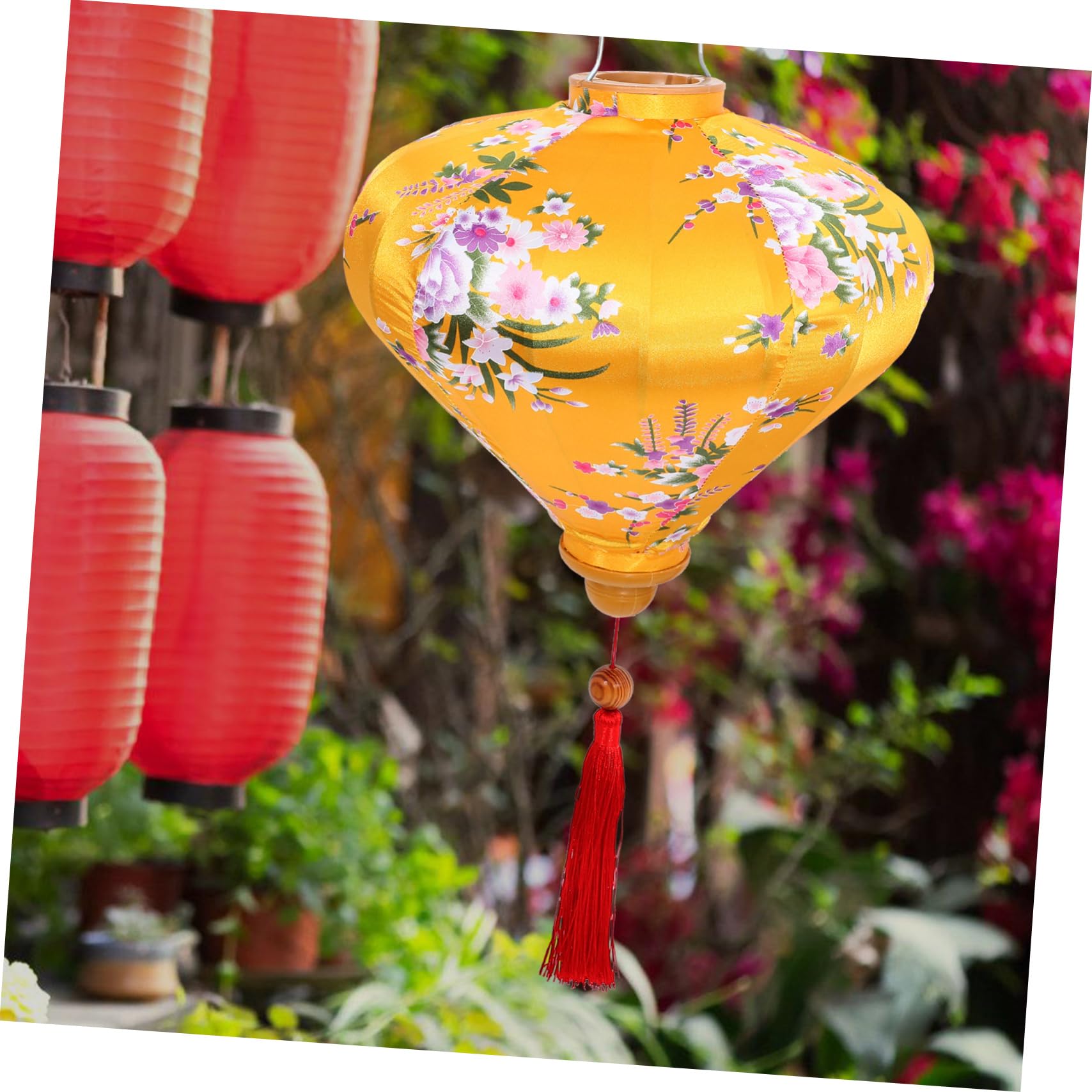 Vietnamesische Laterne Gelb Outdoor HäNgelaterne Aus Tuch Mit Quasten FüR Hochzeit Garten Und Festliche Dekoration Asiatisches Laternendekor