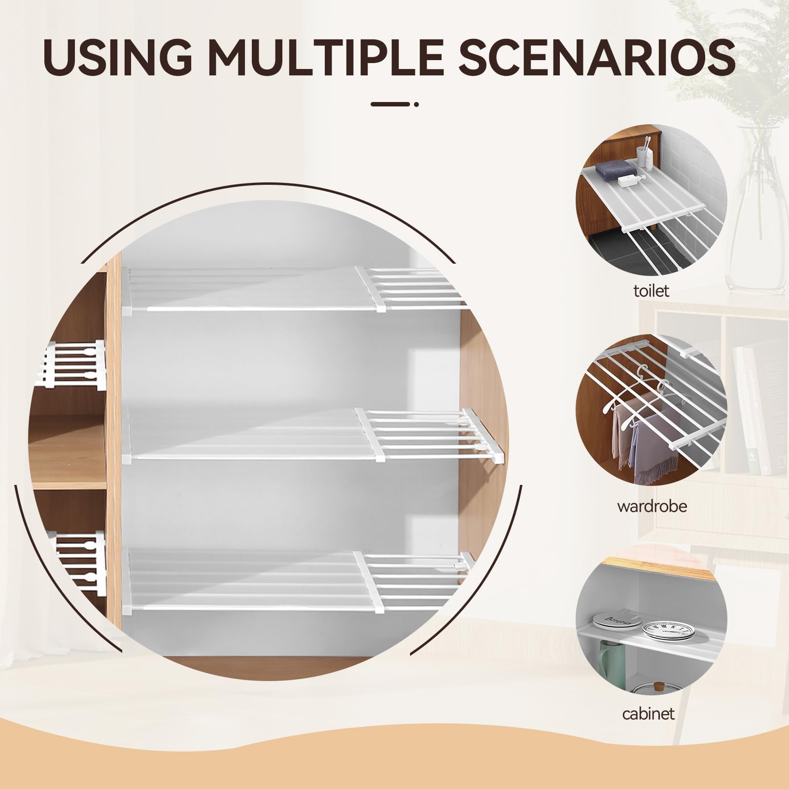 Étagère Tension Réglable 38-55cm | Range Placard Sans Perçage | Organisation Armoire