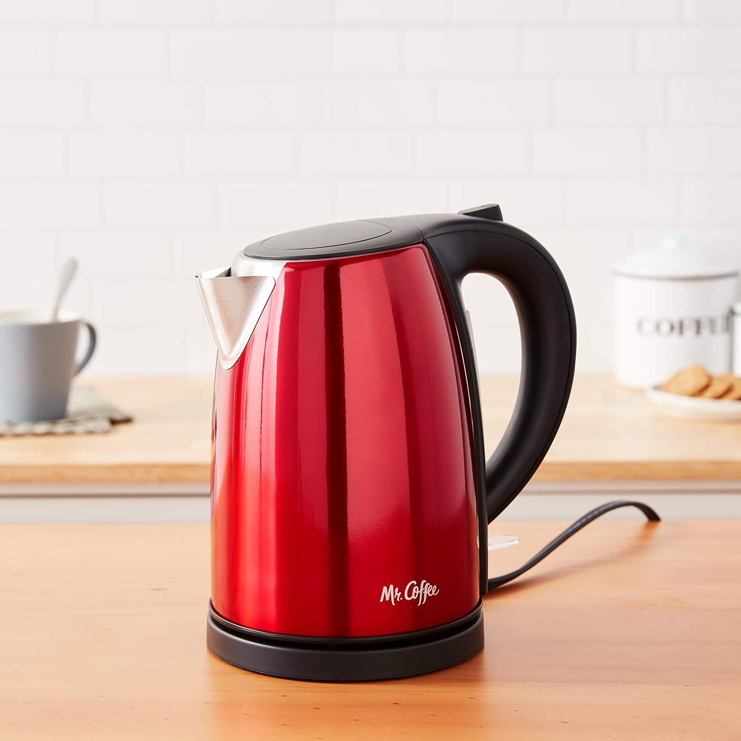 Mr. Coffee Stainless Steel Electric Kettle, Red