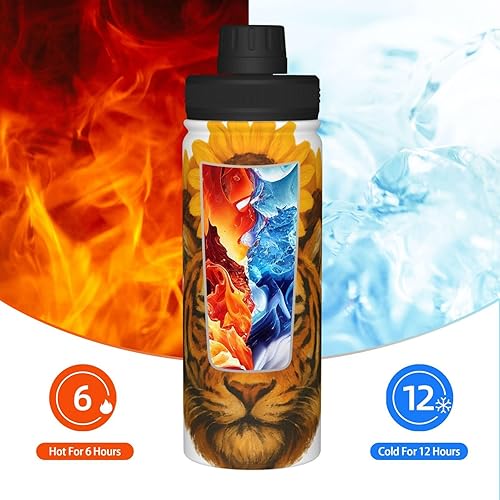 Miniatura 6 de Tiger and Sunflower Insulated Stainless Steel Kettle  Print Funny Water Bottle Insulated  Ideal for Sports and Travel