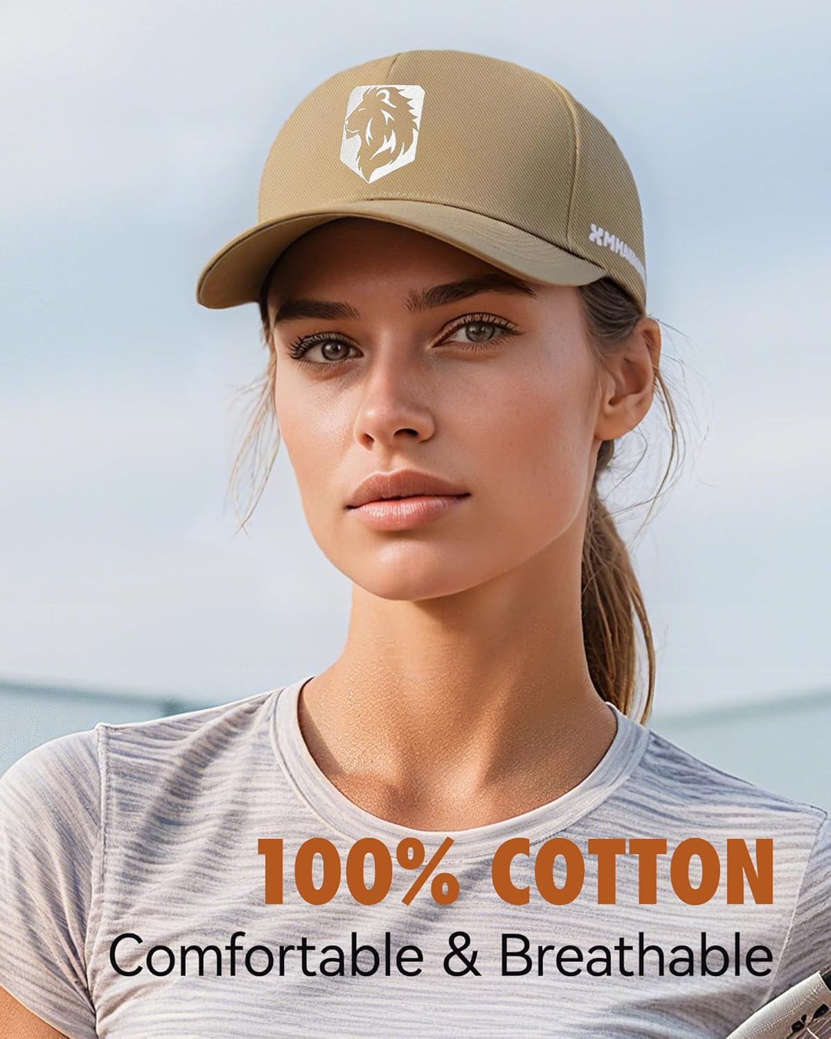 Unisex Lion Embroidery Fashion Baseball Cap with Adjustable Structure Cotton Cap Black - Image 2