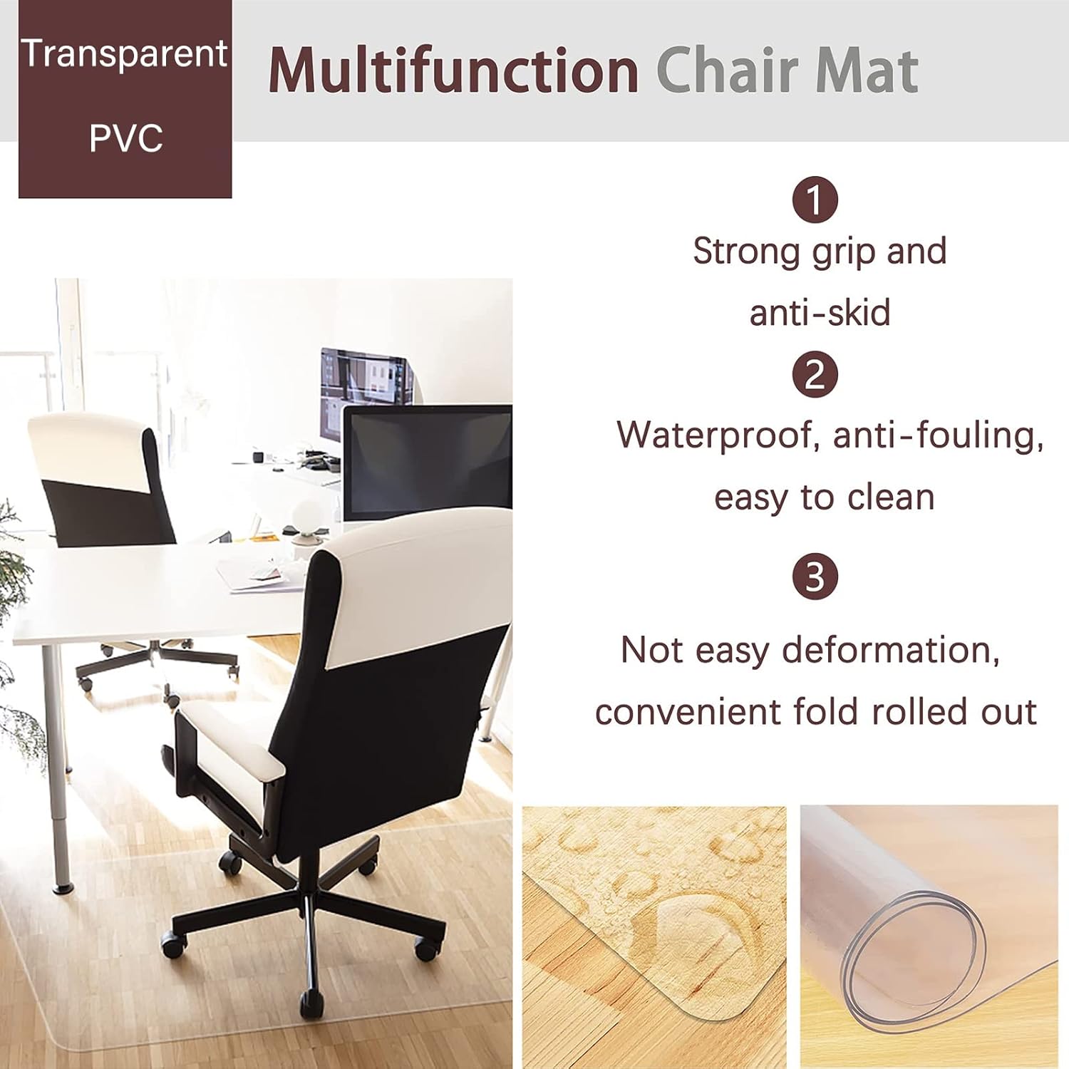 LZMZMQ Vinyl Flooring PVC Pad Plastic Doormat Low Pile Carpet Protector, Floor-Protector Soft Waterproof Non-Slip, Tile Protect Pad Rectangular, Long 1.5/1.2/0.9/0.6m(5X5ft(1.5X1.5m))