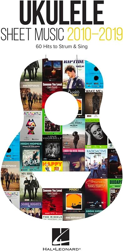 Partituras de Ukelele 20102019: 60 éxitos para rasguear y cantar | Cancionero para principiantes y fanáticos del pop con acordes y letras | Libro de música para ukelele con melodía y diagramas | Canciones pop para ukeleleistas