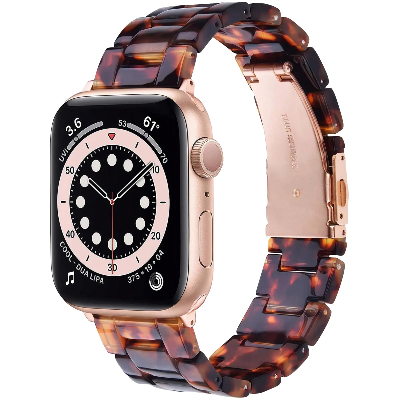Malisuuya Resin Bands Compatible with Apple Watch Bands for Women Lightweight Tortoiseshell Watch Strap 38mm 40mm 41mm 42mm S11 Dressy Watch Band Wristband for iwatch Series 10/9/8/7/6/5/4/3/2/1/SE
