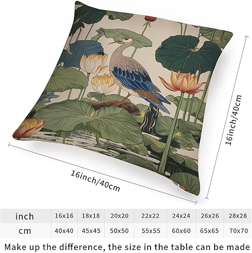 Miniatura 2 de Lily Nymphaea - Cojín de cojín de pistacho chinoiserie, diseño cuadrado de flores azules y pájaro, funda de almohada asiática escénica chic