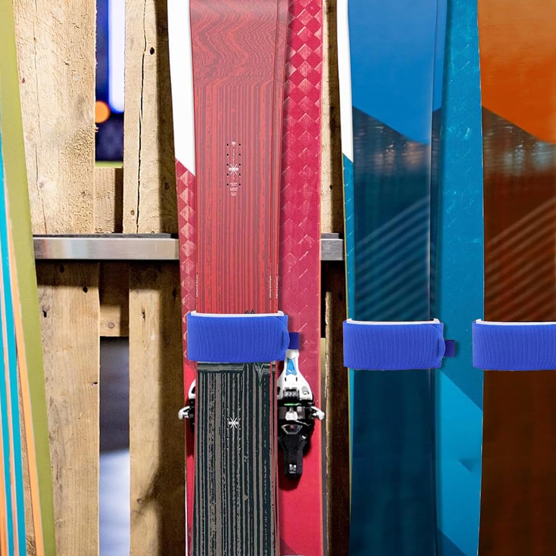 XPEX 2 Pezzi Cinghie di fissaggio Bastoncini sci Cinghie da Sci Fascette Sci Cinghia Porta Sci Regolabile Cinghia da Sci in Nylon, Ski Straps con Cuscinetti Protettivi Eva Cinghia di Fissaggio