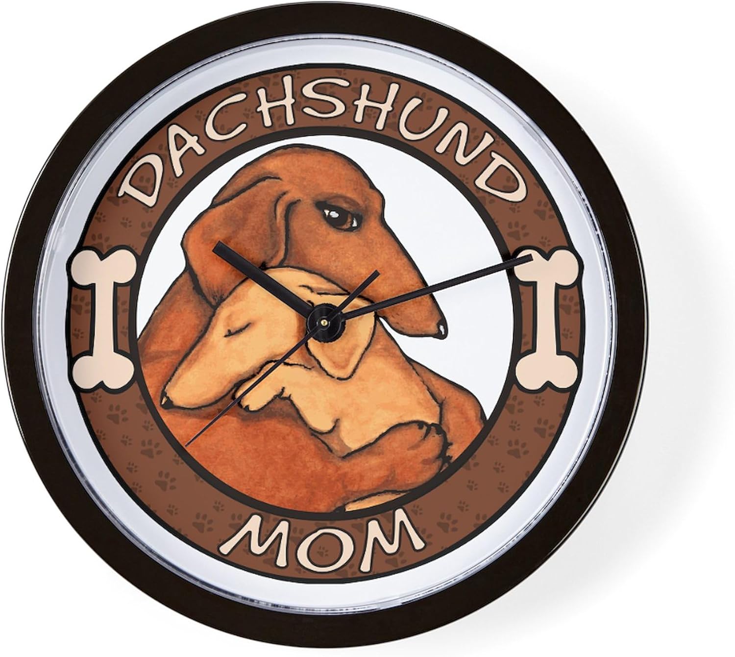 CafePress Dachshund Mom Hug 10" Wall Clock for Livingroom, Kitchen, or Office